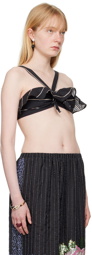 Bode Black Full Tide Stripe Bra