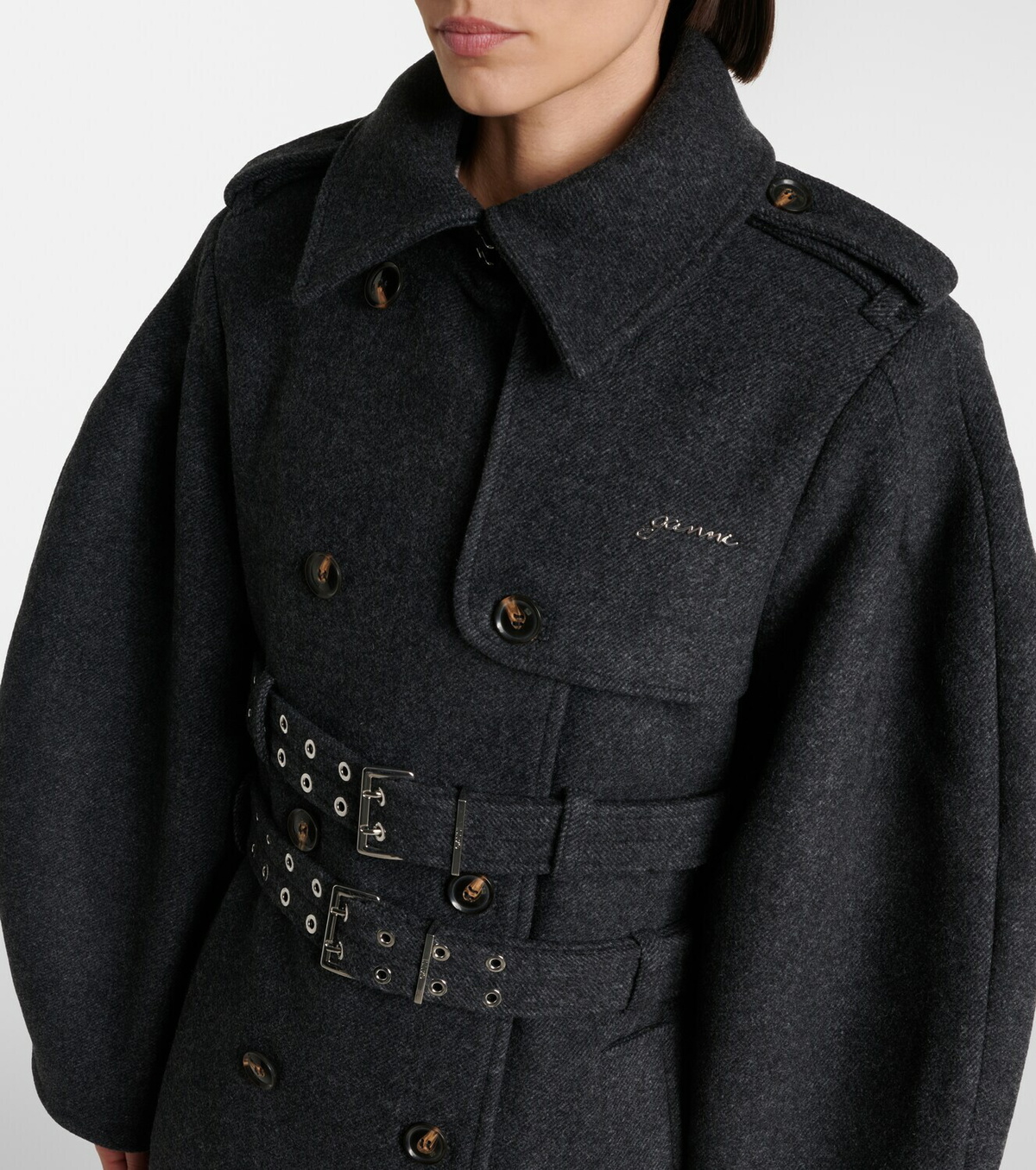 Ganni Belted wool and cashmere-blend coat
