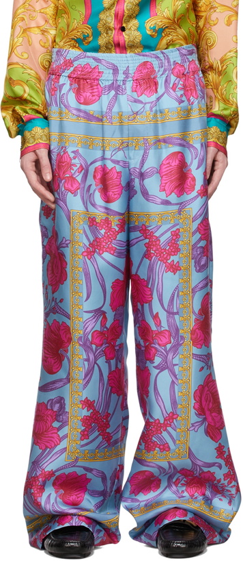 Photo: Versace Blue Barocco Goddess Trousers