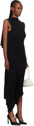 Marine Serre Black Draped Jersey Sleeveless Open-Back Maxi Dress