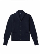 William Lockie - Shawl-Collar Ribbed Merino Wool and Cashmere-Blend Cardigan - Blue