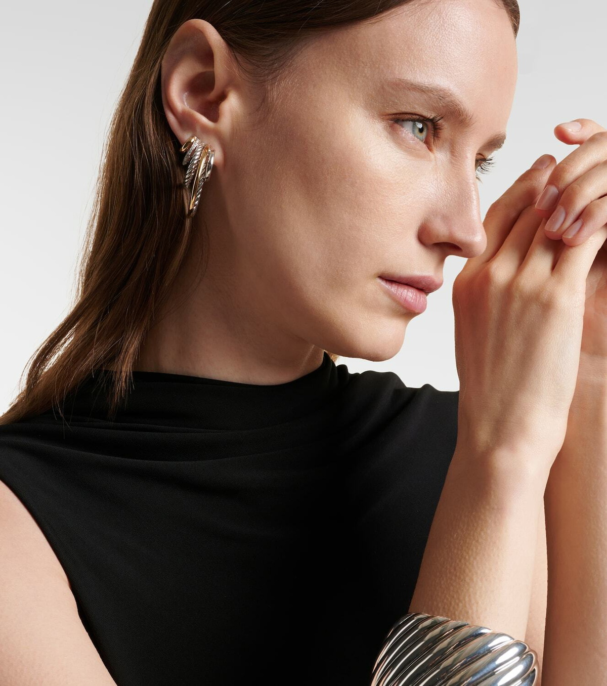 David Yurman DY Mercer® 18kt gold and silver earrings with diamonds