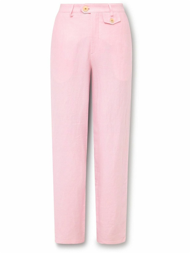 Photo: Oliver Spencer - Fishtail Slim-Fit Linen Suit Trousers - Pink