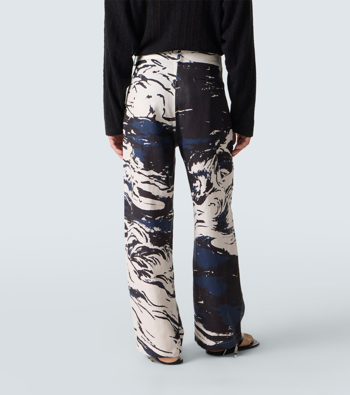 Commas Printed linen straight pants