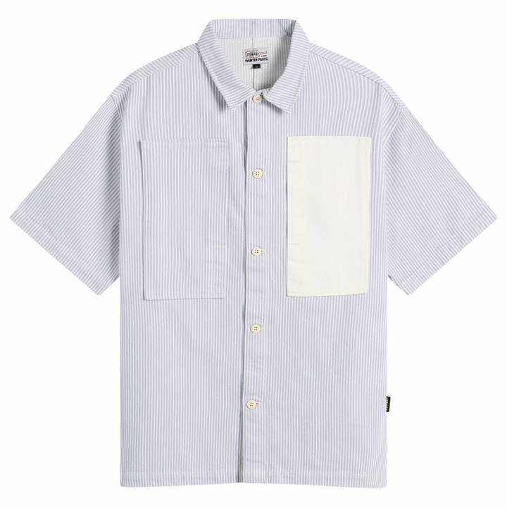 Photo: Stan Ray Men's Short Sleeve Painter Shirt in Cosmic Purple Hickory