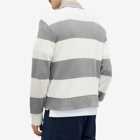 Thom Browne Men's Rugby Stripe Knitted Polo Shirt in Light Grey