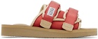Suicoke Red & Beige MOTO-Cab Sandals
