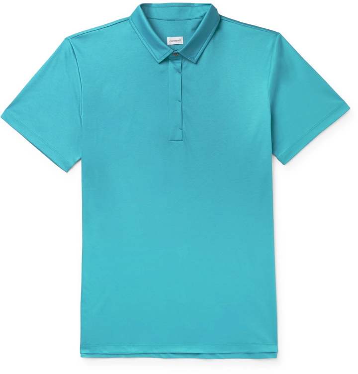 Photo: Zimmerli - Slim-Fit Sea Island Cotton-Jersey Polo Shirt - Blue