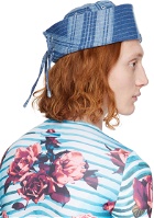 Charles Jeffrey LOVERBOY Blue Sequin Denim Sailor Hat