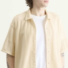 BEAMS Men's Mesh Open Collar Shirt in Off White