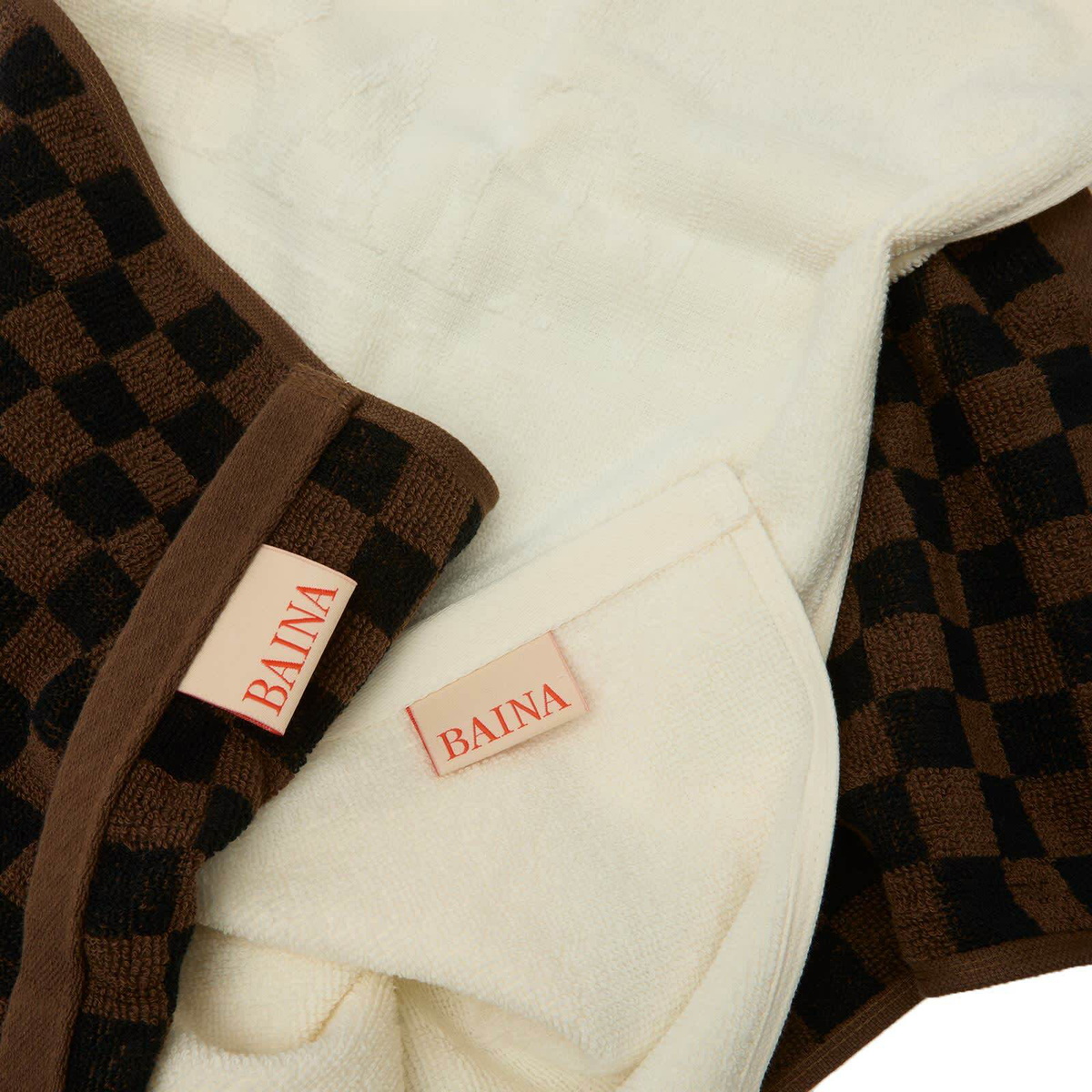 Baina Face Cloth Gift Set in Ivory/Tabac/Noir 