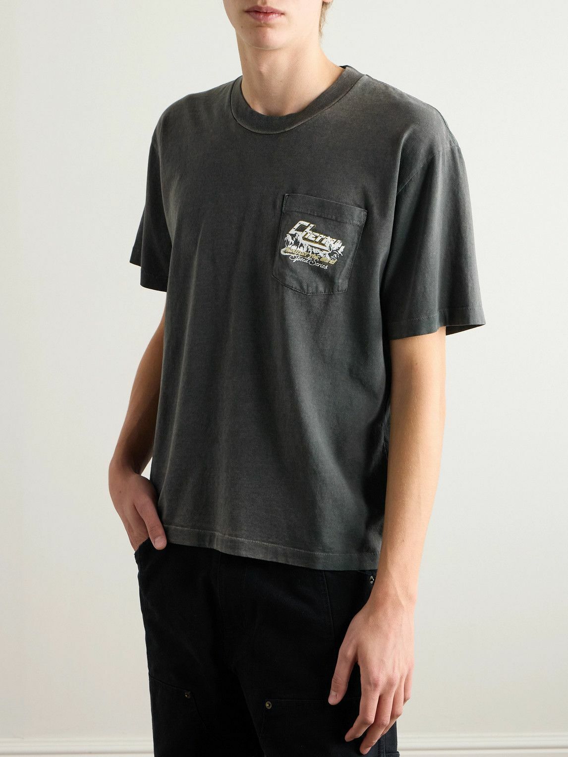 Cherry Los Angeles - Garment-Dyed Logo-Print Cotton-Jersey T