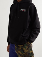 Balenciaga - Logo-Print Cotton-Jersey Hoodie - Black