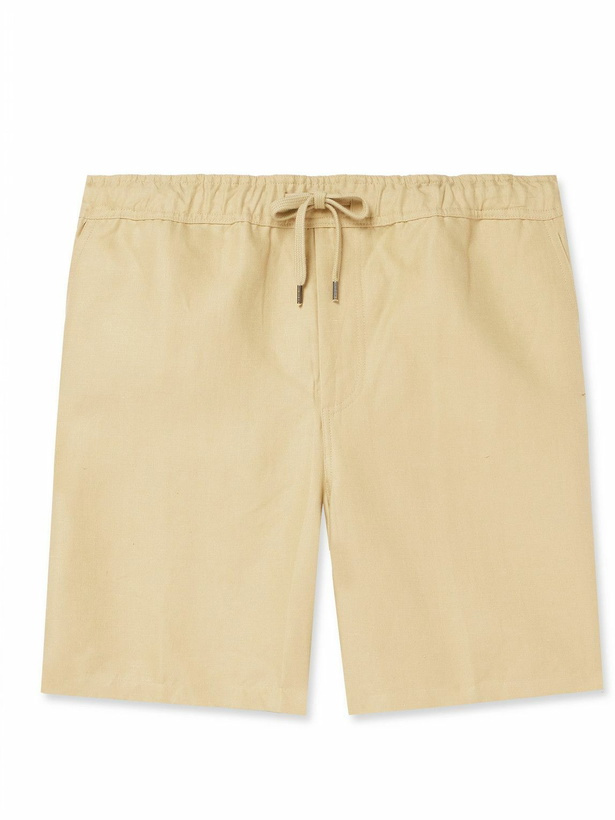 Photo: Derek Rose - Sydney Straight-Leg Linen Drawstring Shorts - Neutrals