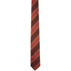Dries Van Noten Burgundy Silk Striped Tie