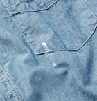 Chimala - Paint-Splattered Cotton-Chambray Shirt - Blue