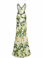 ROBERTO CAVALLI Printed Silk Twill Crisscross Maxi Dress