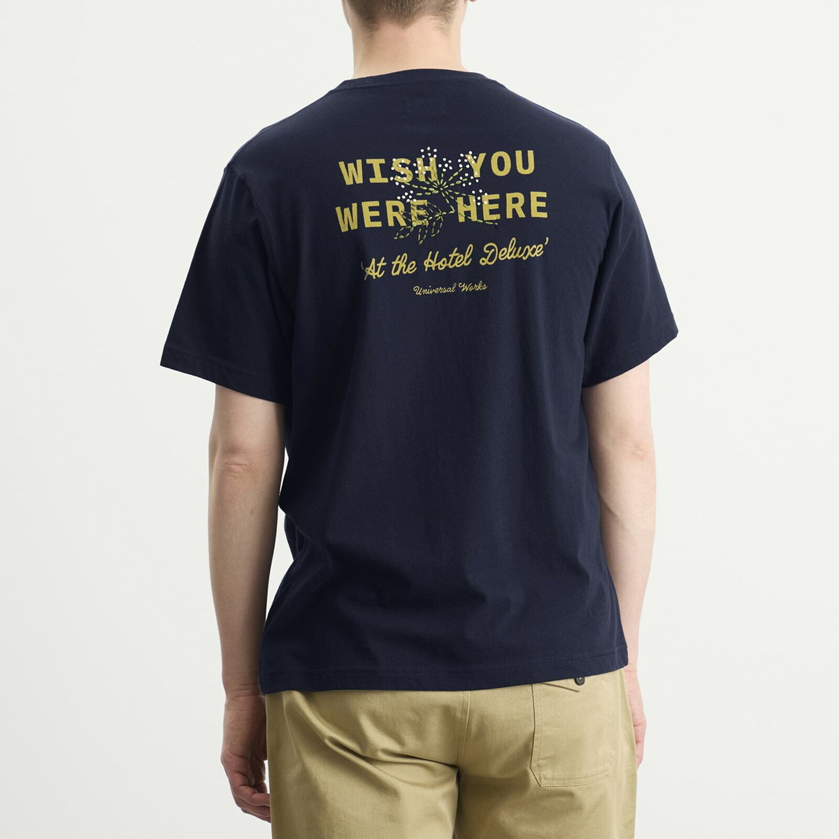 Universal Works Men's Wish You Were Here T-Shirt in Navy