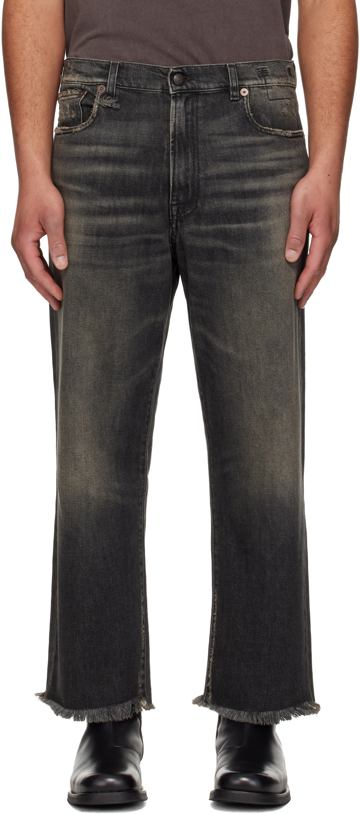 R13 Black Washed Boyfriend Jeans