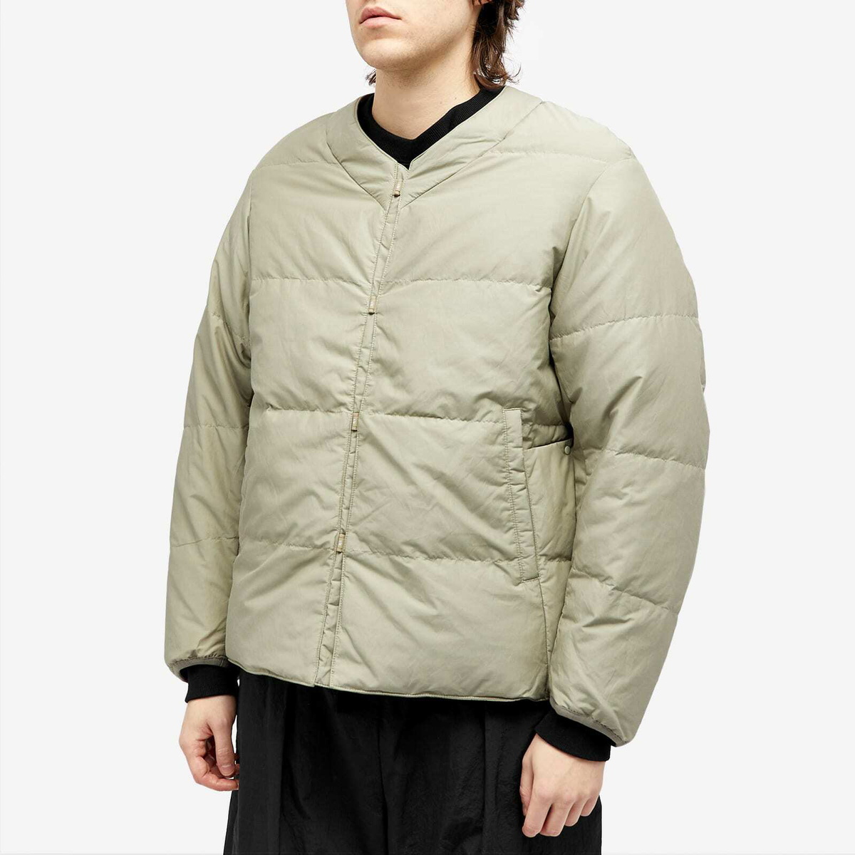 F/CE. Men's Reversible Recycled Down Cardigan in Sage Green