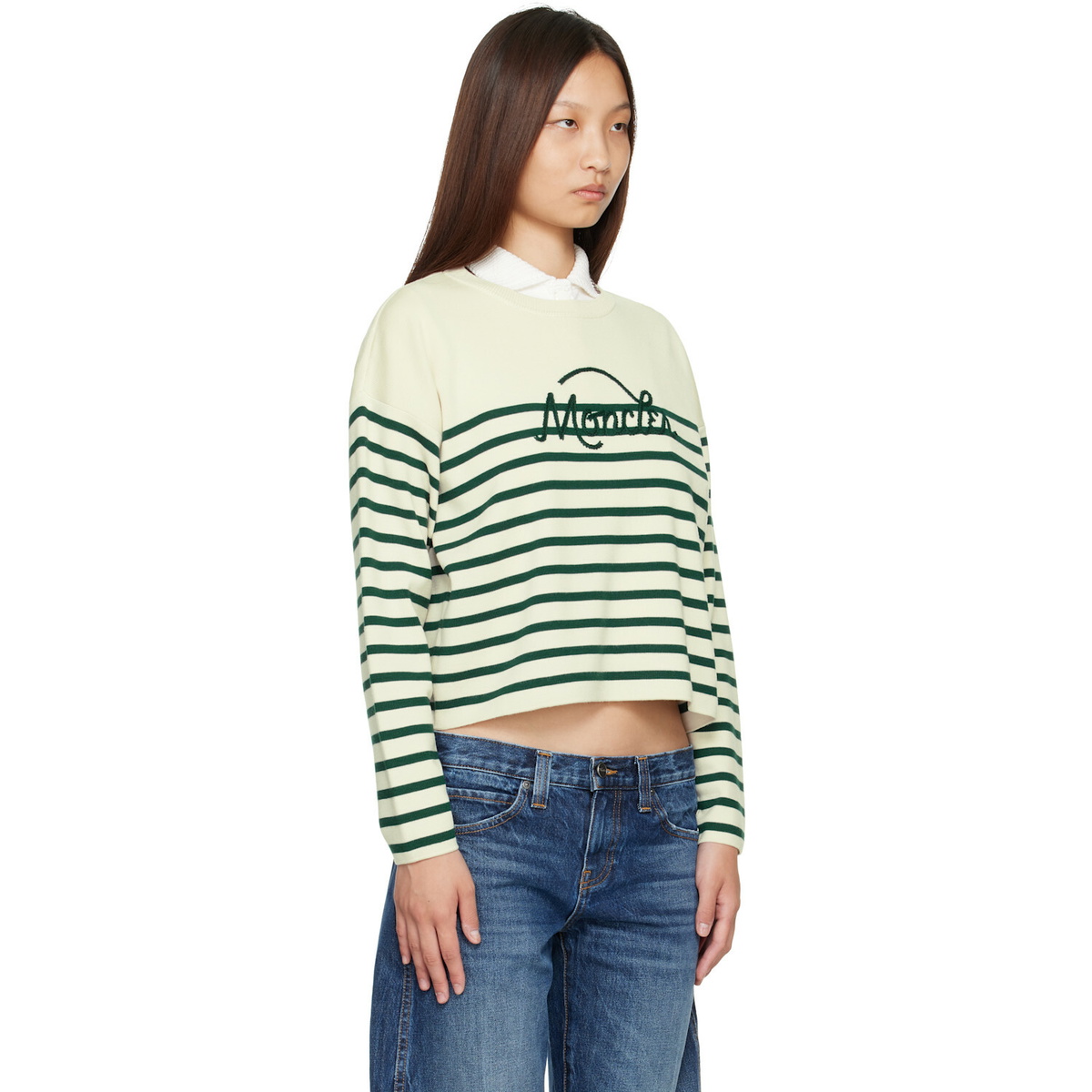 Moncler Off-White Striped Wool Sweater