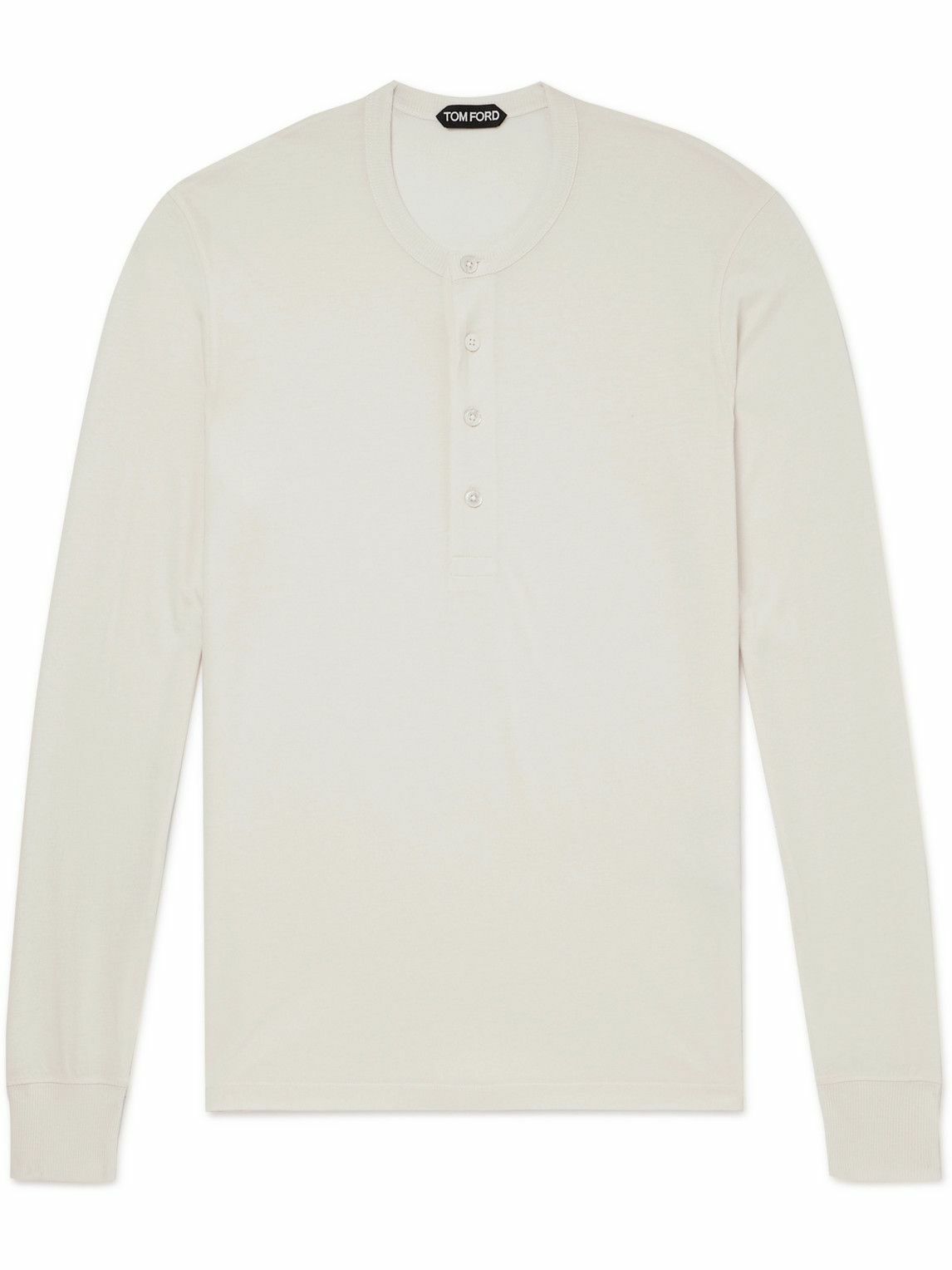 TOM FORD - Lyocell and Cotton-Blend Jersey Henley T-Shirt