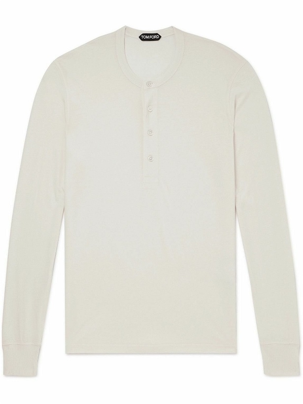 Photo: TOM FORD - Lyocell and Cotton-Blend Jersey Henley T-Shirt - White