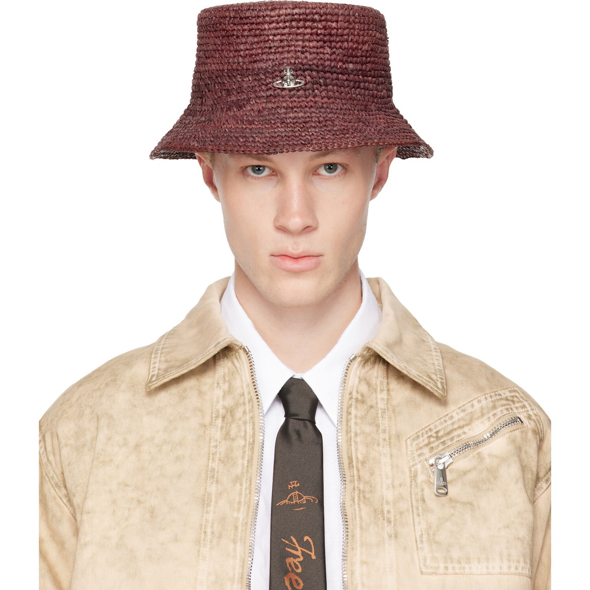 Vivienne Westwood Red Raffia Bucket Hat Vivienne Westwood