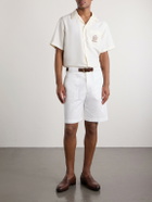 Ralph Lauren Purple label - Wimbledon Camp-Collar Embroidered Silk and Linen-Blend Shirt - Neutrals