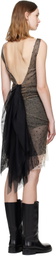 LAURA ANDRASCHKO Beige & Black Lace Tail Midi Dress