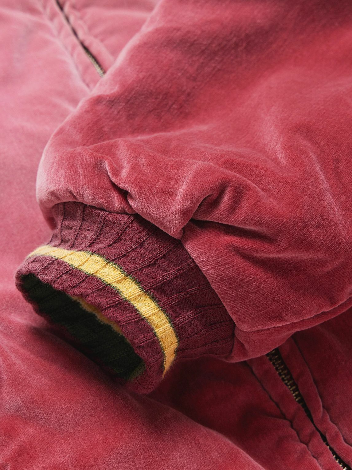 KAPITAL - Logo-Embroidered Zip-Detailed Cotton-Velvet Bomber Jacket - Pink
