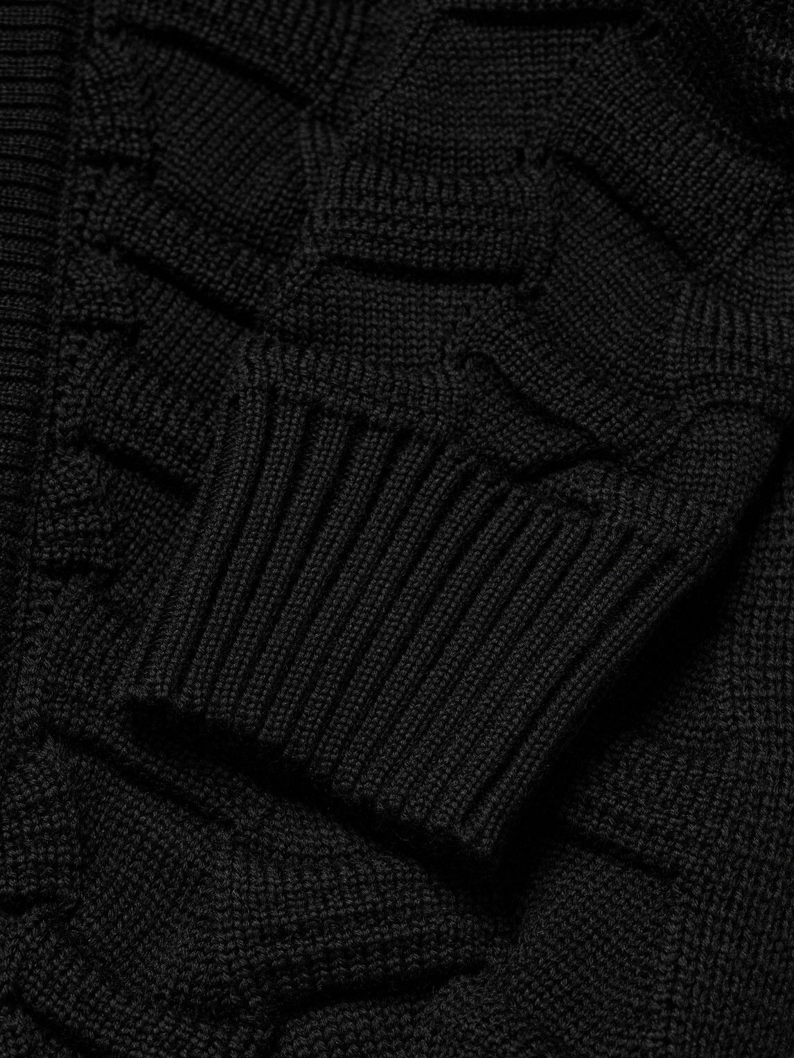 S.N.S Herning - Epigon III Slim-Fit Shawl-Collar Textured Virgin Wool Cardigan - Black