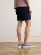 Mr P. - Straight-Leg Waffle-Knit Organic Cotton Drawstring Shorts - Blue