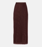 SIR High-rise jersey midi skirt