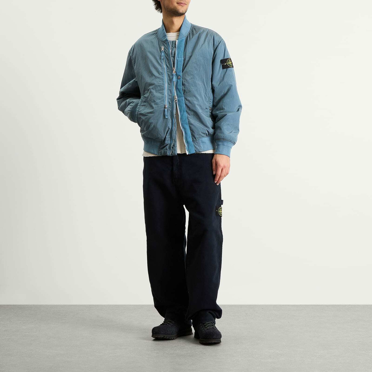 極美品/23ss/stone /PRIMALOFT BOMBER黒M Supreme Stone Island Leather Bomber Jacket Black Men's - FW23 - US