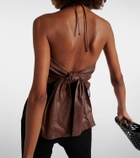 Johanna Ortiz Gathered halterneck leather top