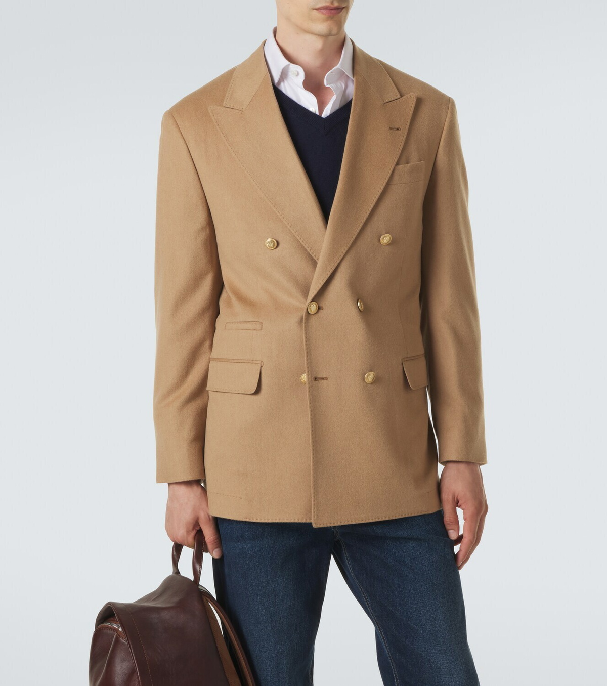Brunello Cucinelli Camel hair double-breasted suit jacket
