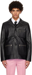 Ernest W. Baker Black Three Pocket Leather Jacket