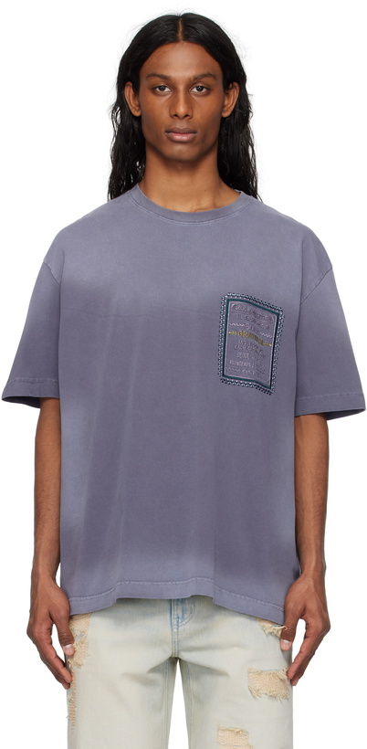 Photo: Solid Homme Purple Dyed Slogan T-shirt