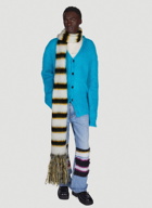 Fuzzy Stripe Scarf in White