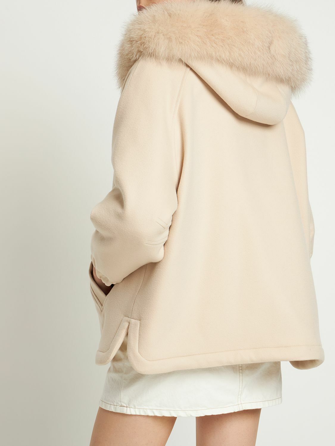 BLANCHA Oversize Padded Wool Parka with Fur Trim