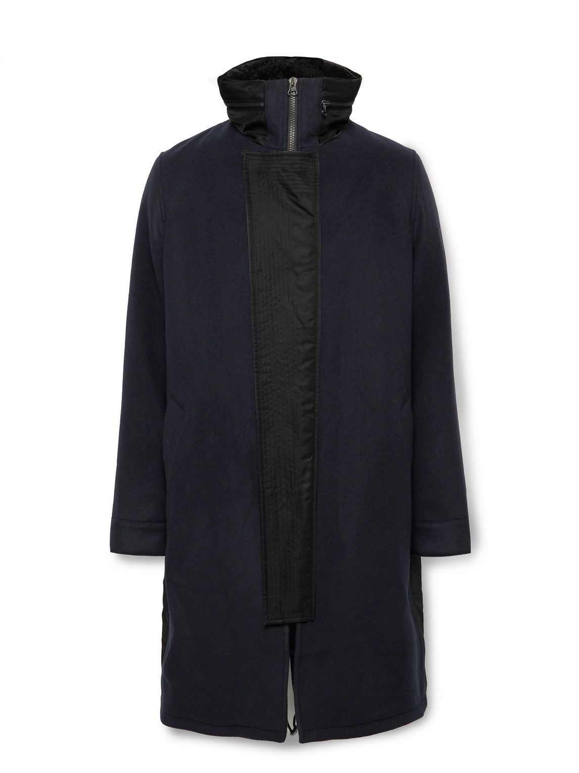 Photo: Yves Salomon - Panelled Virgin Wool-Blend and Shell Hooded Down Parka - Blue
