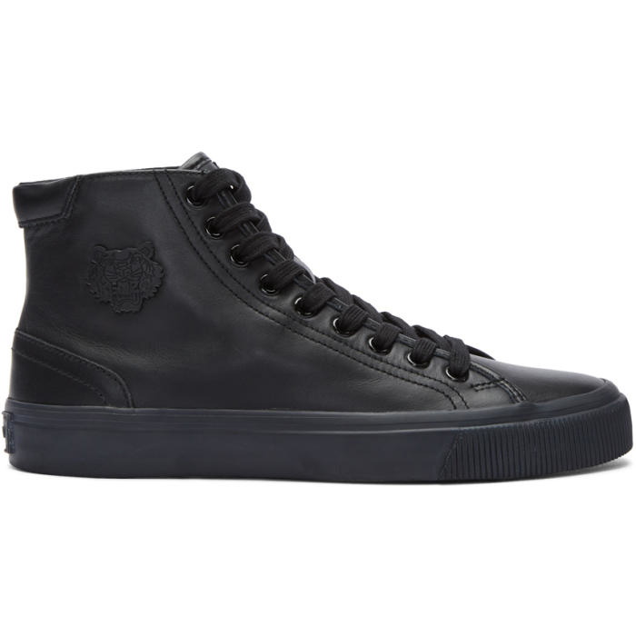 Photo: Kenzo Black Leather High-Top Sneakers 