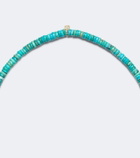 Sydney Evan 14kt gold beaded necklace with turquoise and diamonds