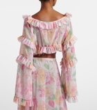 Bananhot Anita floral ruffled off-shoulder crop top