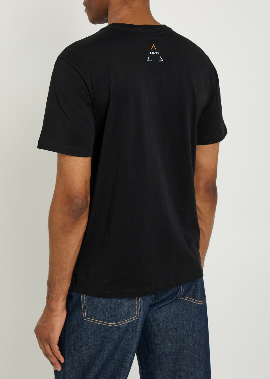 AN-Y1 Logo-embroidered Cotton T-shirt Black