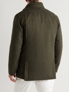 Purdey - Beesley Cotton-Trimmed Herringbone Wool-Tweed Jacket - Gray