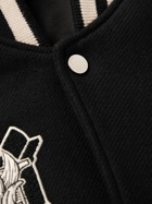 AMIRI - MA Angel Embellished Melton Wool-Blend Twill and Leather Varsity Jacket - Black