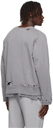 C2H4 Grey Distressed Layered Sweatshirt