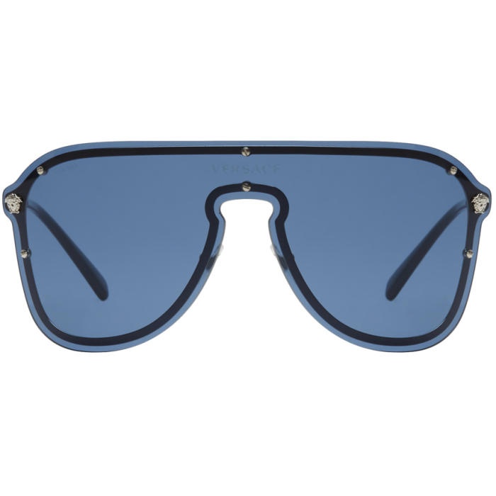 Photo: Versace Silver and Blue Pilot Sunglasses